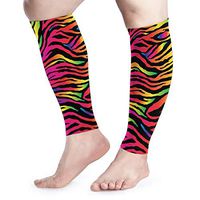 TWPDA Calf Compression Sleeve Rainbow Zebra Print Leg Compression Socks for Shin Splint Calf Brace Support Women Men 1 Pair