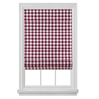 PowerSellerUSA Cordless Buffalo Plaid Curtains, Roman Shades for Windows, Room Darkening Fabric, Classic Country Plaid Gingham Checkered Design and the Ultimate Farmhouse Decor, Maroon, 33" x 64"
