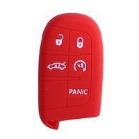 XUHANG Sillicone key fob Skin key Cover Remote Case Protector Shell for Jeep Grand Cherokee Chrysler 300 Dodge Durango Charger Challenger Journey smart remote 5 button red
