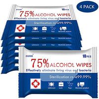 Alcohol Disinfectant Wipes 4 Packs, 40Pcs,75% Alcohol Hand Wet Wipes Resin-Free Cleaning Hand Sterilizer