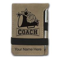 Mini Notepad, Cheerleading Coach, Personalized Engraving Included (Light Brown)