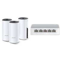 TP-Link Deco Whole Home Mesh WiFi System - Works with Alexa(Deco M4 3 Pack) & 5 Port Fast Ethernet Switch (TL-SF1005D)