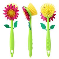 GardenHelper 3 Pieces Flower Dish Brush Kitchen Cleaning Brush Pan Pot Brush Bathroom Plastic Brush Cleaning Tool(Random Color)