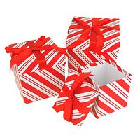 Homeford Candy Cane Stripe Nested Holiday Christmas Gift Boxes, 5, 6 and 7-Inch, 3-Piece