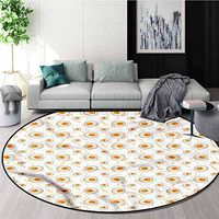 RUGSMAT Egg Area Silky Smooth Rugs,Healthy Beakfast Pattern Bedroom Home Shaggy Carpet Round-59