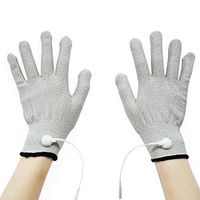 Pair of Silver Conductive Massage Gloves With Adapter Lead wires For Tens/Ems Machine