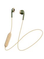 JVC Wireless Khaki and Beige Bluetooth Sweat and Splash Proof Retro Earbuds with Microphone and 3 Button Remote HAF19BTGC