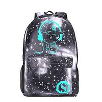 Anime Anti-theft Backpack, Luminous School Bag, Waterproof Laptop Backpack without USB Charging Port, Starry Grey No USB