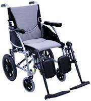Karman S-115F16SS-TP-E Transport Wheelchair with Elevating Legrest, Pearl Silver, 16" x 17"