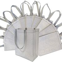 10x5x13" 12 Pcs. Large Metallic Silver Reusable Glitter Gift Bags with Handles, Birthday Party Favor Bags Bags for Weddings, Holidays and All Occasions