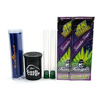 Bundle - 4 Items - Kingpin Flavored Grape Hemp Wraps (24 Packs/Full Box) with Wrap Roller and KC Pop Top