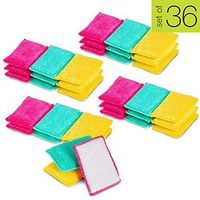 Smart Design SmartCloth Scrub Sponge w/Antibacterial Odorless Fibers - Ultra Absorbent - Soft & Scrubber Side - for Cleaning, Dishes, Hard Stains - Kitchen (Non-Scratch) [Primary] - 36-Pack