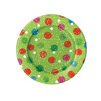Caspari Snowy Pom Poms Paper Salad & Dessert Plates in Green, 8 Per Package