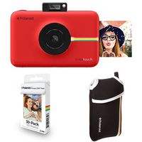 Polaroid Snap Touch Instant Print Digital Camera With LCD Display (Red) with Zink Zero Ink Printing Technology w/ Starter Kit, ZINK Paper (30 Sheets), and Neoprene Protective Pouch