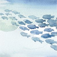 Evergreen Set of 2,Luncheon Size Napkin, 6.5"x6.5", Pack of 20, Sea Life