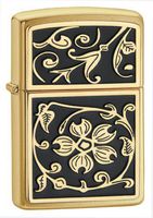 Zippo Floral Brushed Brass Pocket Lighter