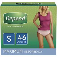Depend FIT-FLEX Incontinence Underwear for Women, Disposable, Maximum Absorbency, S, Blush, 46 Count