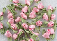 100 Pcs Polyester Tape with Ye Han Bud Rose/Trim/Sewing/Appliques U Pick (Pink)