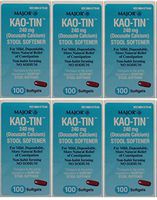 Docusate Calcium 240 mg Softgels for Gentle, Reliable Relief from Occasional Constipation 100 Softgels per Bottle Pack of 6 Bottles Total 600 Softgels