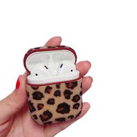 ICI-Rencontrer Creative Leopard Print Pattern Airpods Case Girls Women High Taste Airpods Accessories PU Leather Protective Wireless Earphone Case With Carabiner Yellow