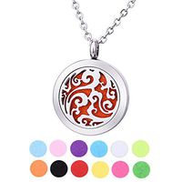 QX Essential Oil Diffuser Necklace Stainless Steel Life Tree Aromatherapy Locket Pendant Jewelry Teen Girls Gifts - Round 25mm