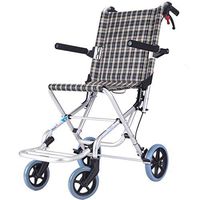 YangMi Wheelchair- Folding Lightweight Ultra Light Old Easy Travel Wheelchair Aluminum Alloy Small Children's Trolley (Color : Classic Flower Grid, Size : 88x52x74cm)