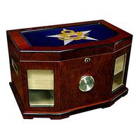 Large Premium Desktop Humidor - Glass Top -US Army General Staff, Branch Insignia
