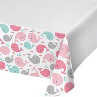 Creative Converting Border Print Plastic Tablecover, Lil' Spout Pink