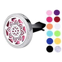 VALYRIA Stainless Steel Flower Car Air Freshener Aromatherapy Essential Oil Diffuser Locket with Vent Clip (Frosted-30mm)