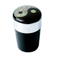Car Ashtray, Portable Smokeless Ashtray Cup Cigar Garbage Container with Lid and Blue LED Light