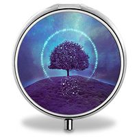 Compact 3 Compartment Medicine Case, IMLONE Customized Tree of Life Art Pill Organizer Metal Pill Box Pill Container for Purse, Travelling and Daily Needs