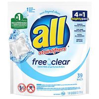 All Mighty Pacs Laundry Detergent Free Clear for Sensitive Skin, Pouch, 39 Count