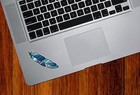 Yadda-Yadda Design Co. Stained Glass Feather - Bird Feathers - Opaque Vinyl MacBook Laptop Decal Sticker - Copyright 2015 (SM 1" w x 3" h)(Blue)