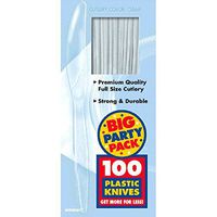 Amscan 43603.86 Plastic Knives, Full Size, Clear