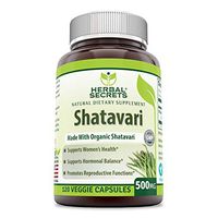 Herbal Secrets Shatavari 500 Mg 120 Veggie Capsules (Non-GMO)- Made with Organic Shatavari Root- Supports Women's Health, Hormonal Balance* Promotes Reproductive Function*