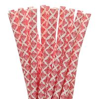 Red Damask Paper Straws (100)