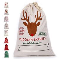 D.Home Bags Santa Sack Personalized for Kids Canvas Burlap Blank Bag Drawstring Extra Large Size 27.5"x19.5" (B)