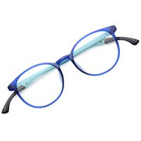 Gaoye Computer Blue Light Blocking Glasses Women Men,TR90 Ultralight Round Frame Anti Glare UV Filter Lens - GY1756 (Blue Frame/Transparent Lens)