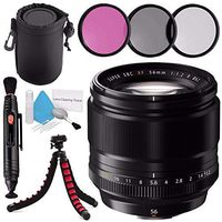 Fujifilm XF 56mm f/1.2 R Lens 16418649 + 62mm 3 Piece Filter Kit + Deluxe Cleaning Kit + Lens Pouch + Lens Pen Cleaner + Flexible Tripod Bundle