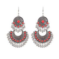 AutumnFall Retro Ethnic Style with Diamond Encrusted Turquoise Earrings with Tassel Earring (B)