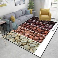 Bigdatastore Coffee Oriental Area Rug Extra Large, Vertical Banner Stages of Beans from Raw to Roasted Java Processing Addictive, Fashionable High Class Living Dinning Room(8'x 10')