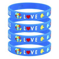 Alphatool 36 Pack Autism Awareness Wristbands- Light Blue Silicone Autism Awareness Bracelets Bulk for World Autism Awareness Day Unisex Size (Puzzle Jigsaw Heart Design)