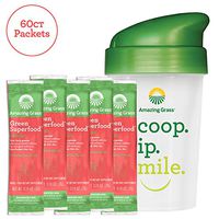 Amazing Grass Green Superfood Energy: Super Greens Powder with Spirulina, Flax Seed & Probiotics, Watermelon, 60 Count + Shaker
