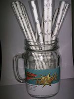 METALLIC SILVER Star, Vintage Paper Drinking Straws - *100* count - TWILIGHT PARTIES