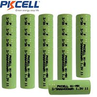PKCELL 20 Pcs 2/3AAA 1.2V 400mAh NI-MH Rechargeable Battery Flat Top