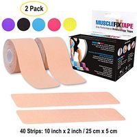 Beige 2-Pack Kinesiology Recovery Tape Precut Roll - Sports Athletic Injury Therapy Support - Elastic Breathable Cotton Water Resistant Strong Adhesive - Tendon Joint Ligament Muscle Pain Relief