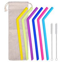 Reusable Silicone Drinking Straws, Long Flexible Straws with 2 Cleaning Brushes for 30 oz Tumbler Yeti/Rtic/Ozark-6 Pieces (Style 1)