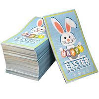 100 Count Happy Easter Guest Napkins 3 Ply Disposable Paper Pack Elegant Holiday Party Dinner Guests Hand Towel Napkin Spring Bunny Egg Design Bathroom Decorative Towels by Gift Boutique