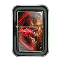 Windproof Refillable Oil Lighter with Tin Gift Box Dragons Design-002