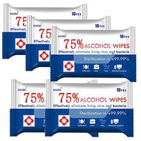 NKeepB 5 Pack 75% Alcohol Disinfection Wipes, Wet Wipes, Personal Cleansing Wipes for Outdoor Use Daily Protection (5 Packs,50Wipes)